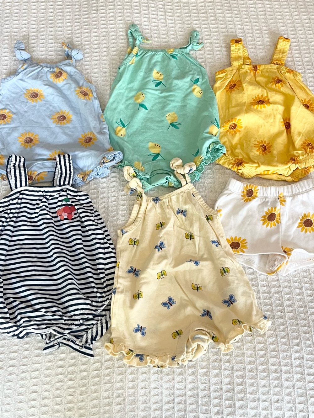 Old Navy Girls Floral & Stripe Romper Set - Yellow, Mint, Blue, Cream, Navy